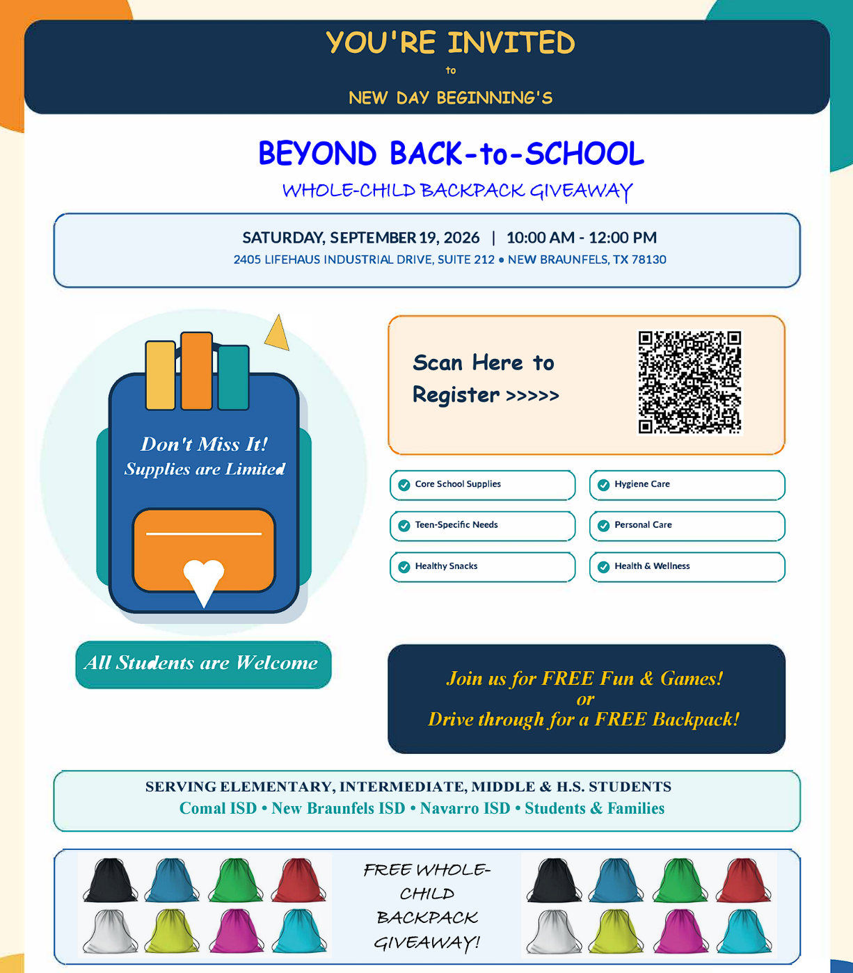 Beyond Back-to-School Whole-Child Backpack Giveaway